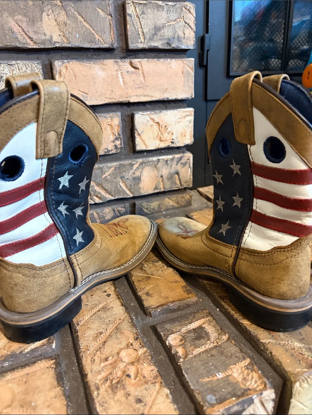 Cody James Kids Broad Square Toe USA Flag Western Cowboy Boots Size 11D